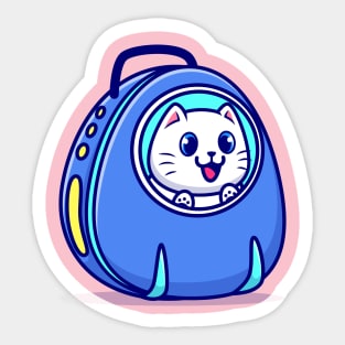 Cute Cat In Pet Carrier Bag Cartoon Sticker